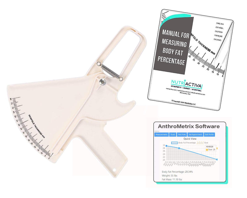 [Australia] - Slim Guide Skinfold Caliper with Body Fat Software and Multilingual Manual (White) White 