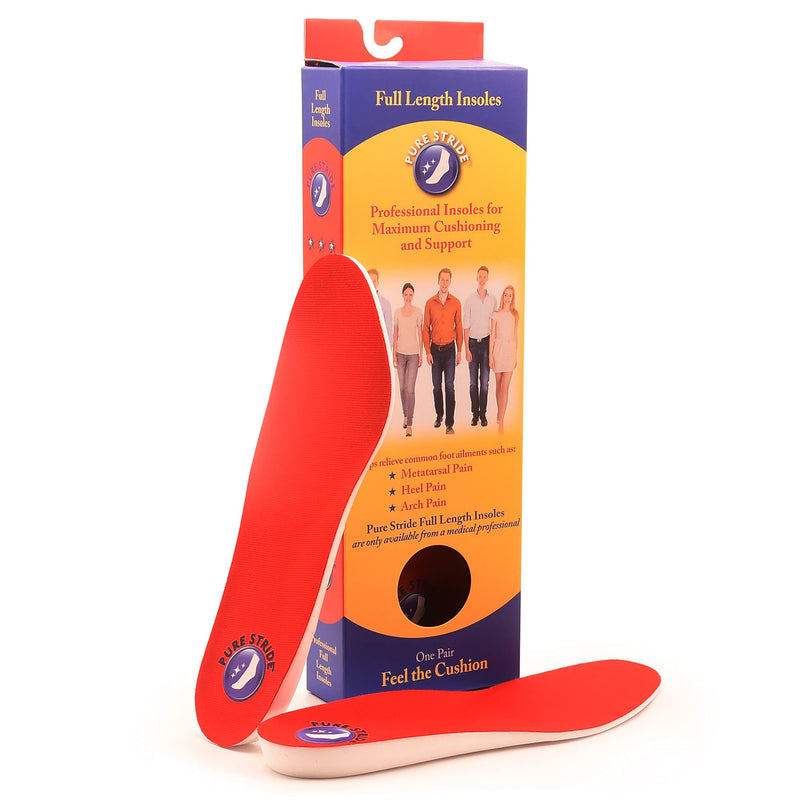 [Australia] - Pure Stride Full Length Insoles, Comfort Insoles - Shoe Insert & Support for Metatarsals, High Arch, Flat Feet - Pain Relief for Plantar Fasciitis, Arch, Heel - 1 Pair, Men's 14-15 Gen2 M 14-15 