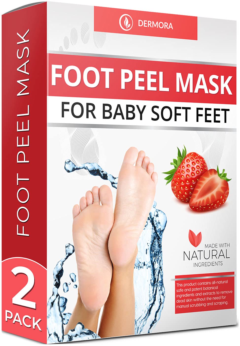 [Australia] - Foot Peel Mask - 2 Pack - For Cracked Heels, Dead Skin and Calluses - Make Your Feet Baby Soft Smooth Silky Skin - Removes Rough Heels, Dry Toe Skin Natural Treatment. (Strawberry Scent) 2 Pairs 