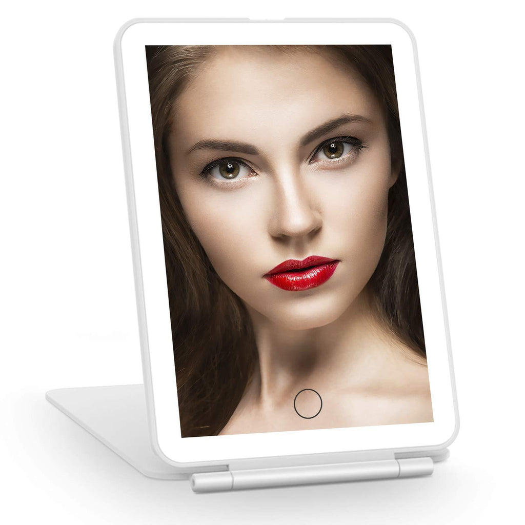 [Australia] - FamiHomii Rechargeable Makeup Vanity Mirror with 3 Color Lighting, Lighted Makeup Mirror with 72 Led Lights, Touch Screen Dimming, Portable Cosmetic Desktop Light Up Mirror 