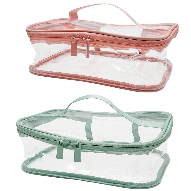 [Australia] - WANBAO 2 Pcs Clear Makeup Bag Zipper Waterproof Portable Travel Storage Pouch. 