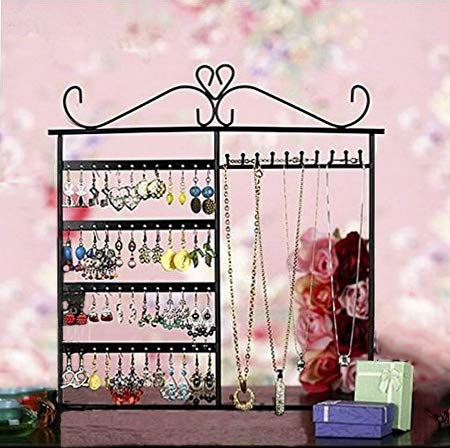 [Australia] - ifavor123 Earring Holder Jewelry Organizer Necklace Hanger Wall Stand Rack Black Classic Display (Black) 