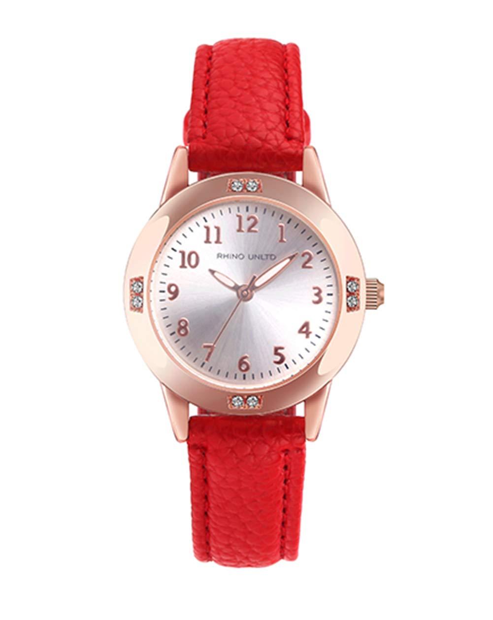 [Australia] - Girls Watches Ladies Watch for Gift Students Watches for Girls age11-15 Simple Japanese Movement Casual Leather Band Watches for Kid Ladies Fashion Women Watches Red 
