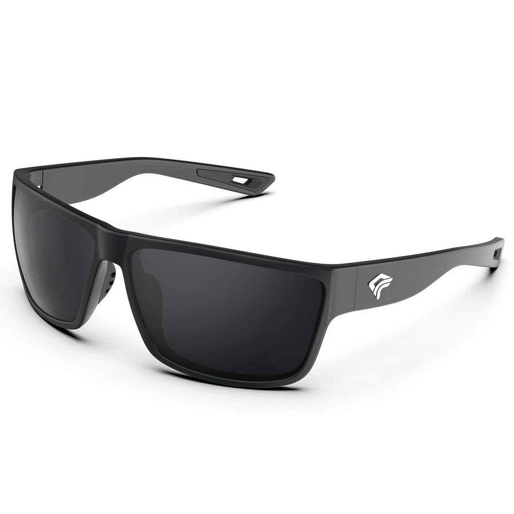 [Australia] - TOREGE Polarized Sports Sunglasses for Men and Women Cycling Running Golf Fishing Sunglasses TR26 Black Frame & Grey Lens 
