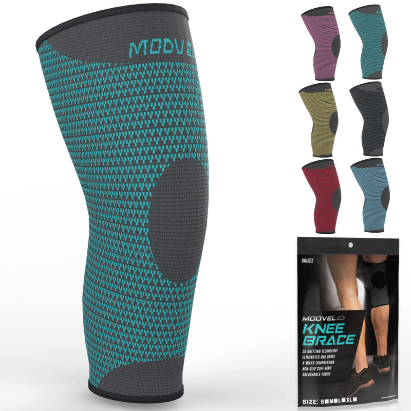 [Australia] - MODVEL Professional Knee Brace | Knee Compression Sleeve Support | FSA or HSA eligible | Medical Grade Knee Pads for Running, Meniscus Tear, ACL, Arthritis, Joint Pain Relief. Turquoise Small 