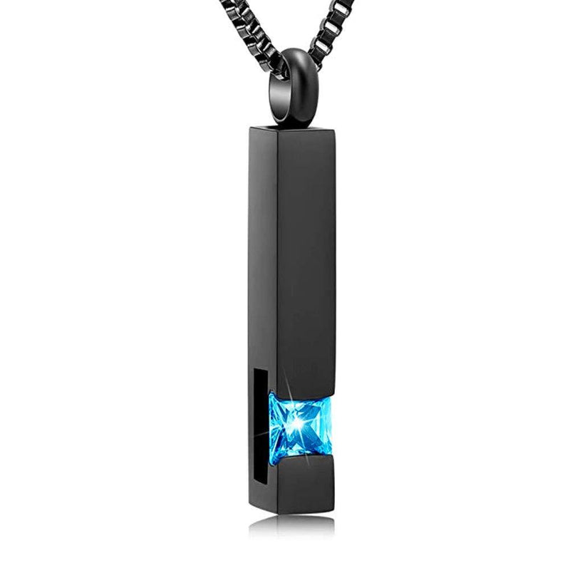 [Australia] - CoolJewelry Urn Necklace for Ashes Cremation 12 Birthstones Cube Pendant Charm Memorial Jewelry Style3 