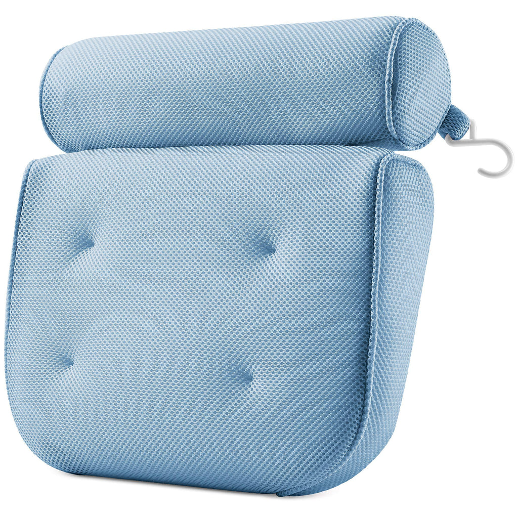 [Australia] - PEULEX Comfortable Bathtub Pillow, With Strong Suction Cups & Hook, Soft Spa Pillow For Luxurious Bathing, Hot Tub Pillow Designed With Soft Mesh For Maximum Pleasure, Full Neck & Back Support (Blue) Blue 