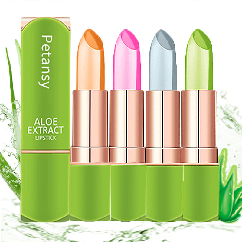 [Australia] - Petansy 4 Pack Aloe Vera Lipstick , Lips Moisturizer Long Lasting Nutritious Lip Balm Magic Temperature Color Change Lip Gloss-Set(E) 