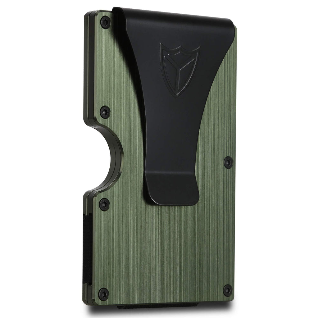 [Australia] - Slim Wallet for Men RFID Blocking Aluminum Wallet Carbon Fiber Card Case Metal Wallet Minimalist Front Pocket Card Holder Army Green 