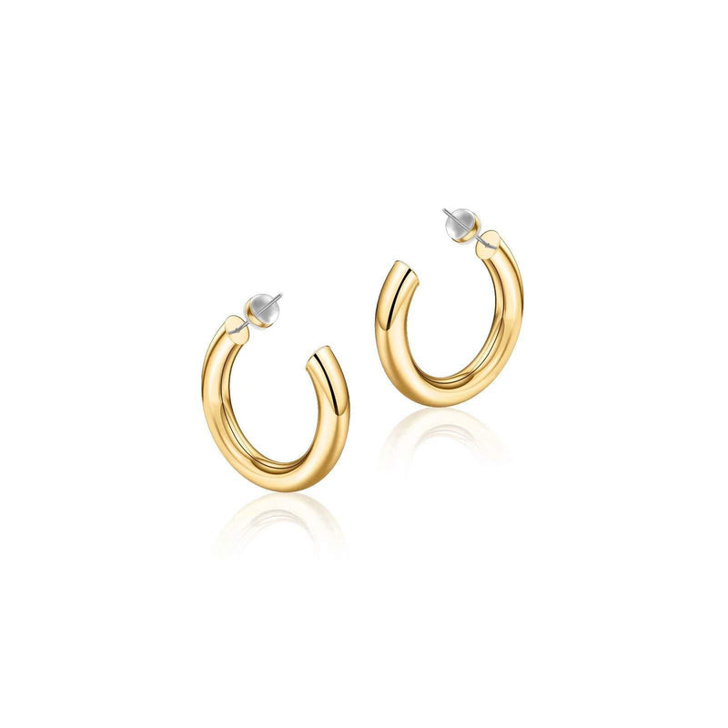 [Australia] - Hoop Earrings for Women - 14K Gold Plated Lightweight Chunky Open Hoops 316L Surgical Stainless Steel Post Thick Hoop Earrings Gold/White Gold/Rose Gold Hoop Earrings for Women 20/25/30/40/50/60mm 20.0 Millimeters 