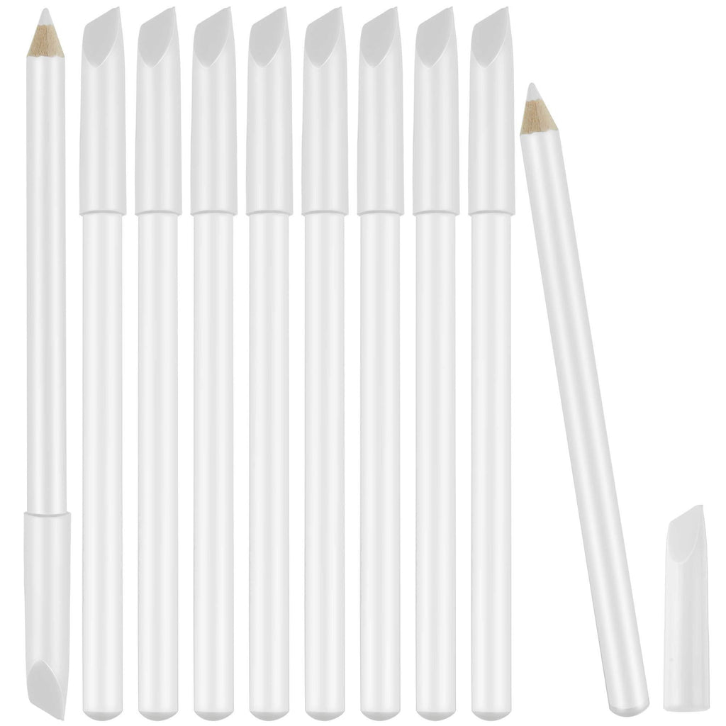 [Australia] - 10 Pieces White Nail Pencils 2-In-1 Nail Whitening Pencils French Manicure Pen with Cuticle Pusher Cap for DIY Nail Art Manicure Supplies 