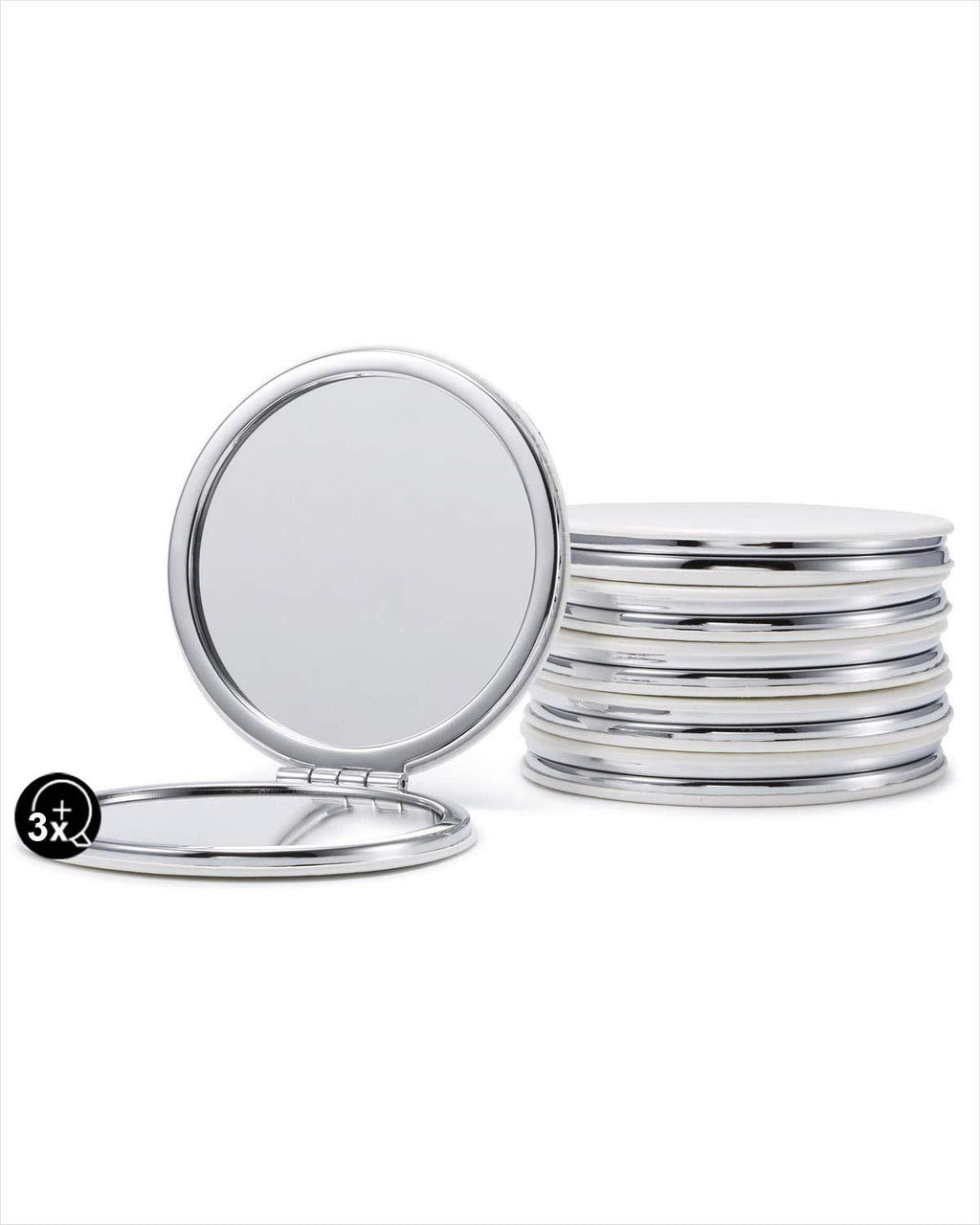 [Australia] - Getinbulk Compact Mirror Bulk, Set of 6 Round Double-Sided 1X/3X Magnification PU Leather 2.8" (White) White 