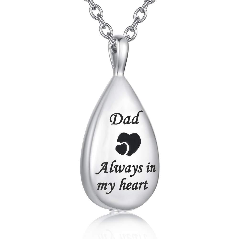 [Australia] - GLDZ Cremation Urn Necklace for Ashes Urn Jewelry Always in My Heart Memorial Pendant with Fill Kit Dad 