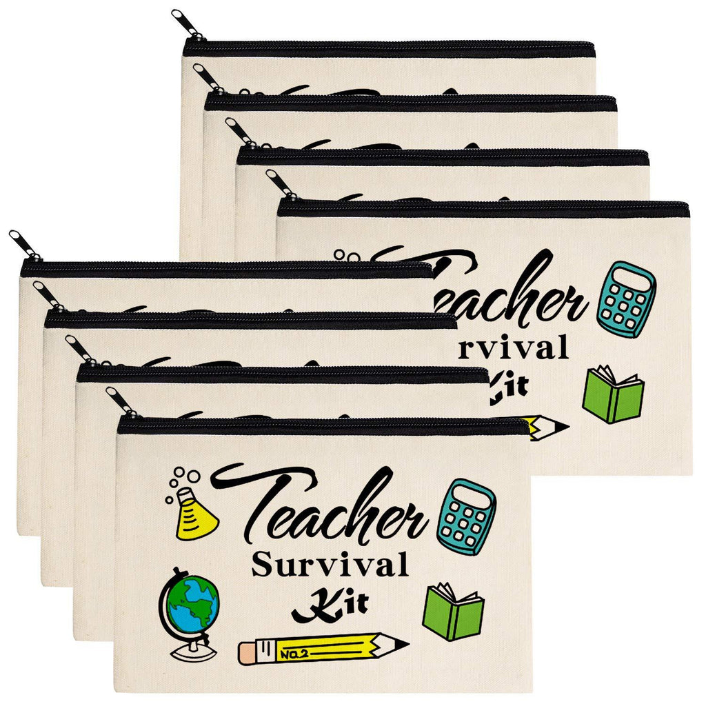 [Australia] - Teacher Gifts, Teacher Survival Kit 8 Pieces Makeup Pouch Cosmetic Bag Travel Toiletry Case Pencil Bag with Zipper for Holiday Christmas Teacher Appreciation Gift Bulk 