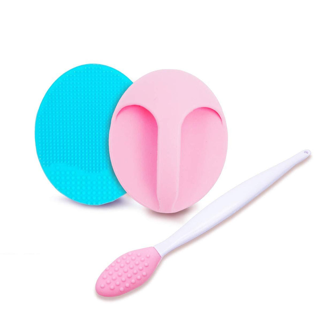 [Australia] - Super Soft Silicone Face Cleanser Brush, WantGor 2 Pcs Soft Face Massage Scrubber Manual Facial Cleansing With 1 Pc Exfoliating Brush For Sensitive, Delicate, Dry Skin (3 Pcs) 3 Pcs 
