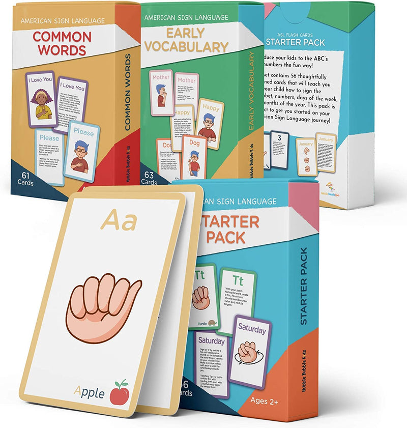 [Australia] - American Sign Language Flash Cards for Toddlers - 180 ASL Flash Cards for Babies, Toddlers, Kids. ASL Flashcards Include Starter, Vocab and Common Sight Words Pack. ASL Cards Descriptions 