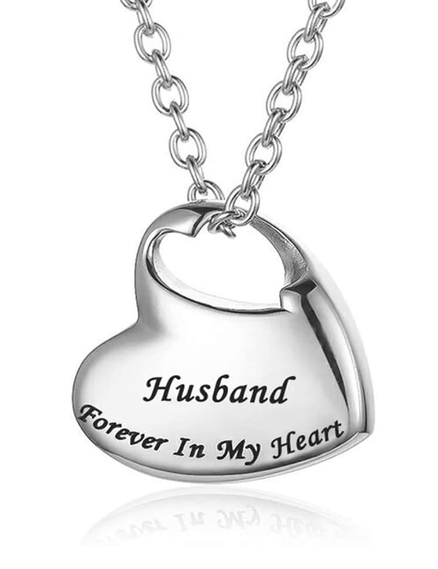 [Australia] - SexyMandala Urn Necklace for Ashes Love Heart Locket Memorial Cremation Pendant Jewelry Waterproof Keepsake Stainless Steel Forever in My Heart Husband 