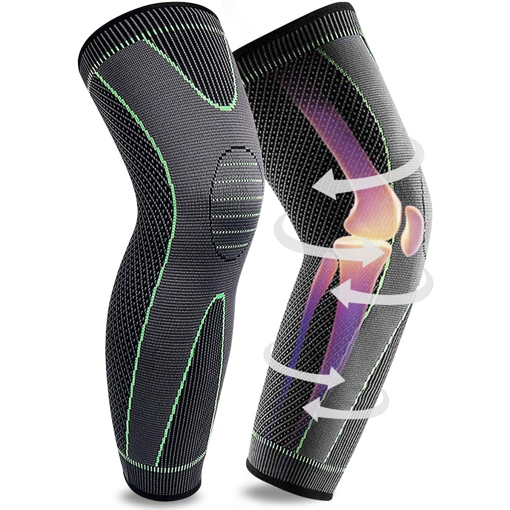 [Australia] - beister Full Leg Compression Sleeves for Women & Men,Extra Long Leg & Calf Braces Knee Sleeve for Basketball, Football, Knee Pain, Working Out, Joint Pain, Arthritis, Running, ACL. Green Large (2 Count) 