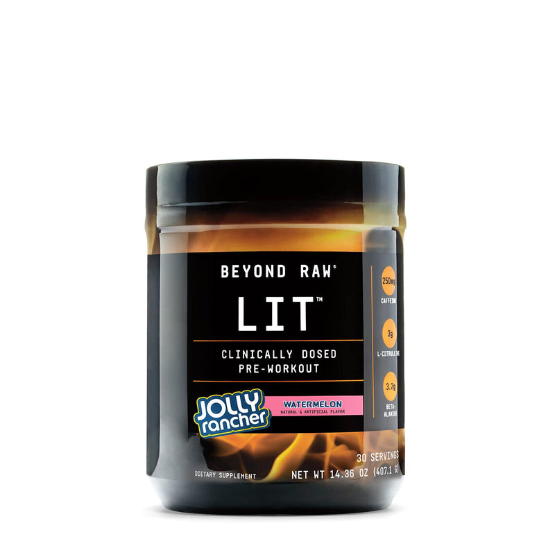 [Australia] - Beyond Raw LIT | Clinically Dosed Pre-Workout Powder | Contains Caffeine, L-Citruline, and Beta-Alanine, Nitrix Oxide and Preworkout Supplement | Jolly Rancher Watermelon | 30 Servings 