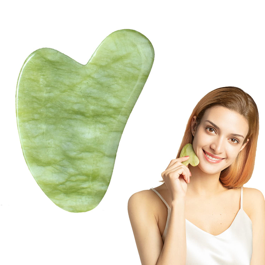 [Australia] - STARR-GIA Certified 100% Xiuyan Jade Gua Sha Massage Tool-Face Massager Reduces Puffiness-Gua Sha Facial Tools Promotes Blood Flow-Easy to Hold Face Sculpting Tool-Trigger Point Acupuncture 