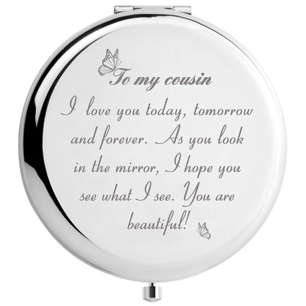 [Australia] - Cousin Gifts for Women Birthday, to My Cousin Travel Makeup Mirror for Graduation for Cousin Gift for Cousin 