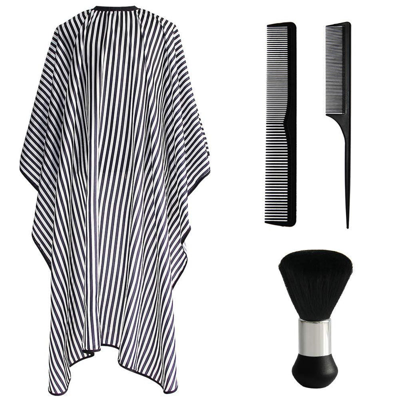 [Australia] - Flagsky Barber Cape 57x65 inch and Neck Duster Hair Comb Set Haircut Hairbrush and Salon Hairdresser Cape with Adjustable Snap Closure Extra Long Cape 145x165cm Perfect for Hairstylists and Barbers 4Pcs Adults Haircut Cape 