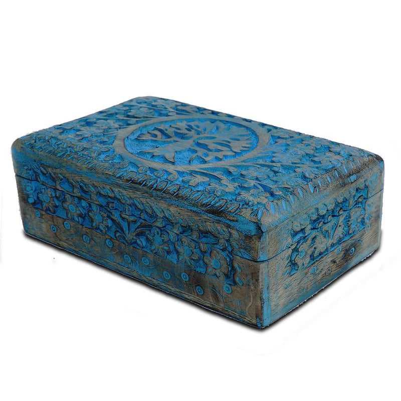 [Australia] - BHAVATU |Wooden Jewelry Box, Jewelry Box, Tarot Box, Celestial Home Decor, Witch Box, Tree of Life, Trinket Box |Size- 8" x 5" x 2.5",| Decorative Storage Bin 