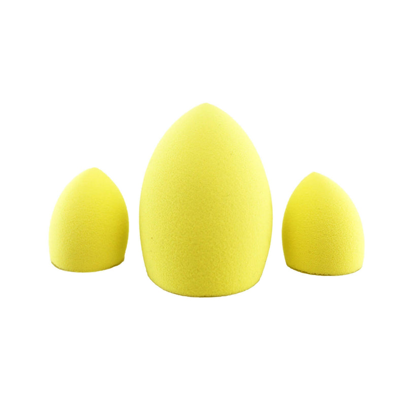 [Australia] - Elite Pro Beauty Chiseled Sponge Trio, Makeup Sponge Set for Flawless Application, Yellow 