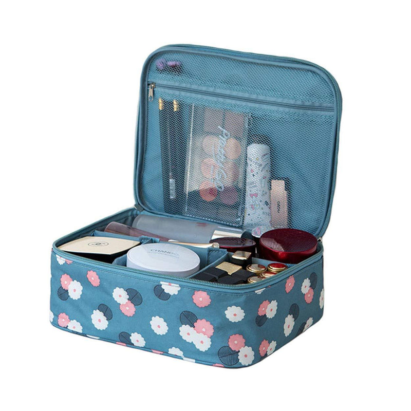 [Australia] - Portable Travel Makeup Cosmetic Bags Organizer Multifunction Case Toiletry Bags for Women/A-Blue Daisy A-Blue Daisy 