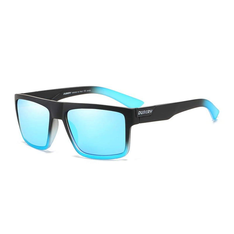 [Australia] - DUBERY Mens Sport Polarized Sunglasses Outdoor Riding Square Windproof Eyewear D918 Black&azure/Azure 