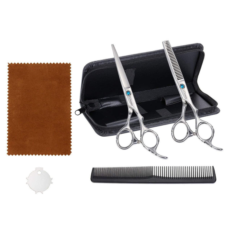 [Australia] - CCbeauty Professional Hair Cutting Scissors Barber/Salon/Home Shears Thinning/Texturising Kit 5 Pcs set with a Black Case 