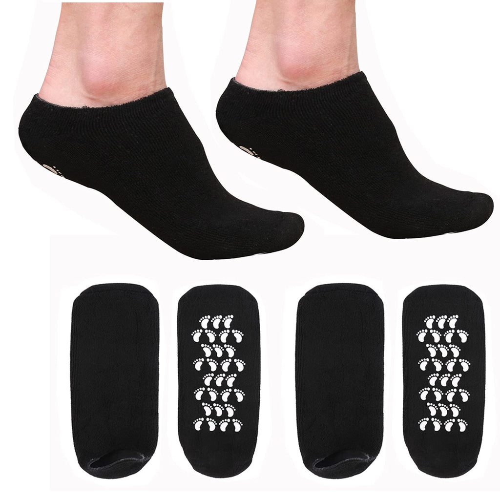[Australia] - KIKIMAX 2 Pair Moisturizing Socks Gel Spa Foot Socks for Hydrates and Softens Dry Feet, Cracked Heels, Calluses, Cuticles, Rough and Eczema Skin (Black) Medium ( US 7 - 9 SIZE ) 