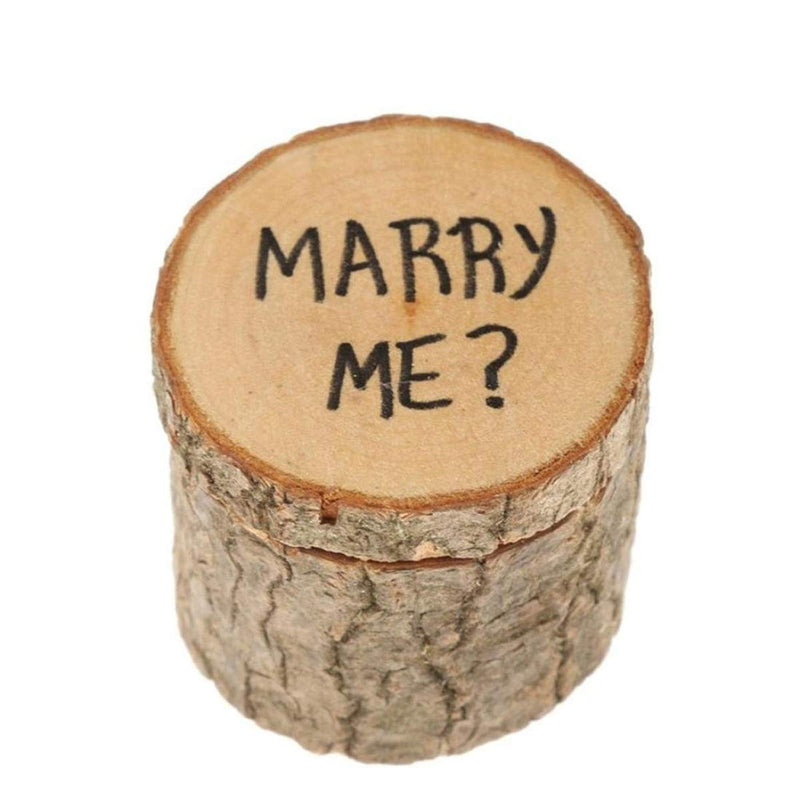 [Australia] - AOMO Wooden Ring Box Rustic Wedding Ring Holder Bearer for Necklaces Rings Rustic Ring Box Proposal Box Valentines Day Anniversary Engagement Wedding Gift Jewelry Box (Marry ME?) Merry Me? 