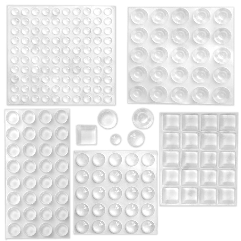 [Australia] - 202 Pcs Combo Pack Clear Adhesive Bumper Pads, Round Spherical Square, Self Adhesive Sound Dampening Transparent Rubber Feet Pads for Cabinet Doors Drawers Glass Tops Picture Frames Cutting Boards 5 Sizes 