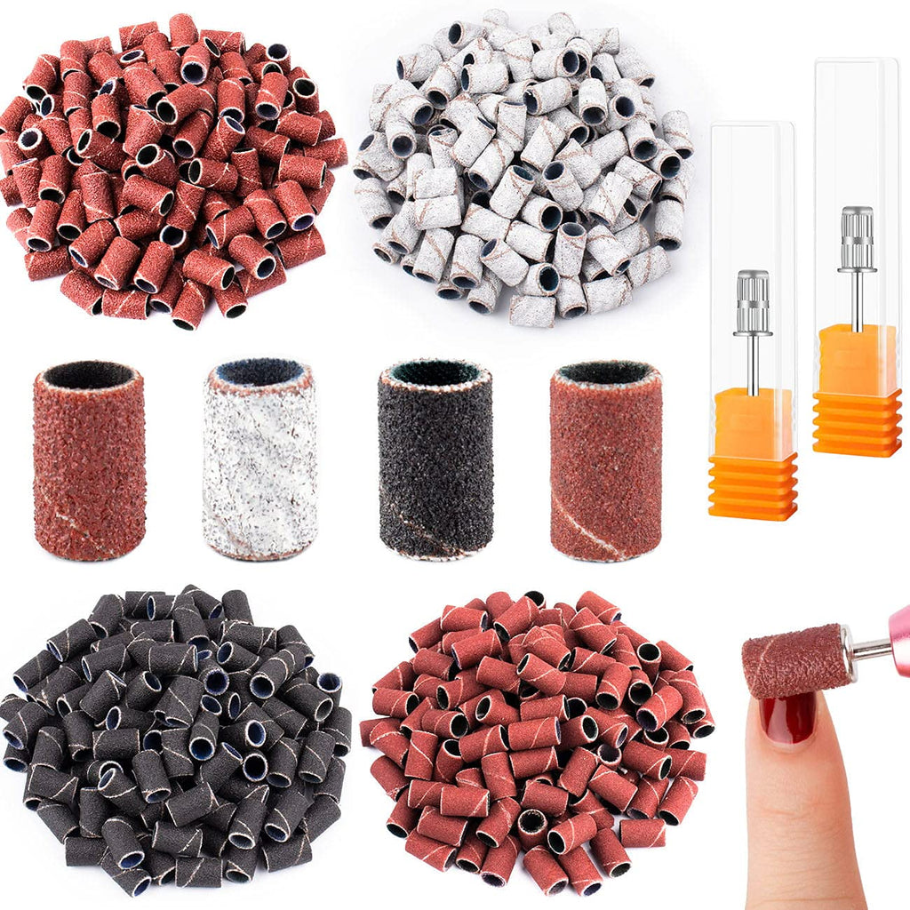 [Australia] - 402 Pieces Professional Electric Nail Sanding Bands with Nail Drill Bits Set,Include 400 Pieces Nail Art Sanding Bands 80#120#180#240#,2 Pieces 3/32 Inch Nail Drill Bits for Manicures and Pedicures 402 