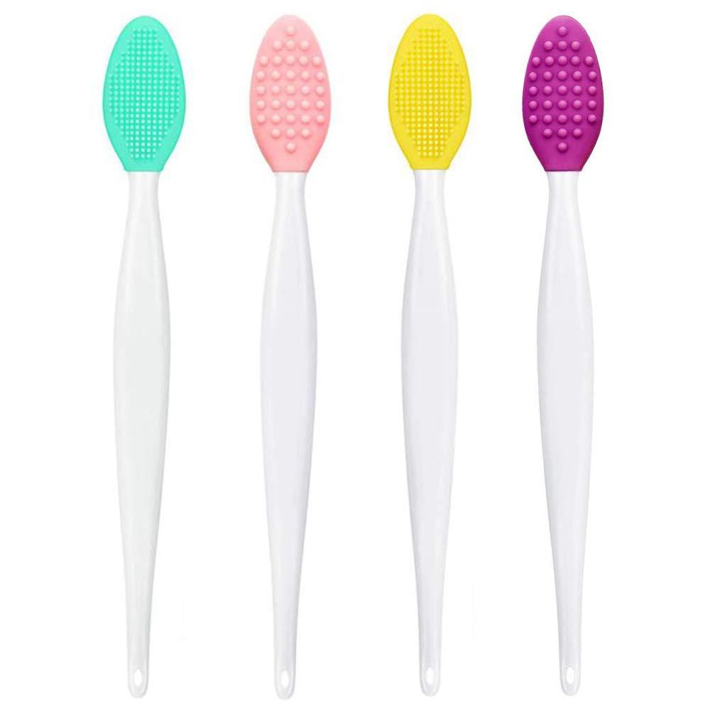 [Australia] - 4 Pcs Lip Brush Tool Lip Scrub Brush Double-Sided Silicone Exfoliating Lip Brush lip-1 