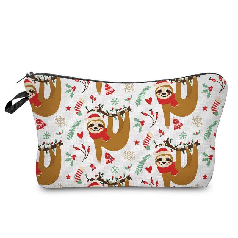 [Australia] - Cosmetic Bag MRSP Makeup bags for women,Small makeup pouch Travel bags for toiletries waterproof Sloth Christmas (52505) 