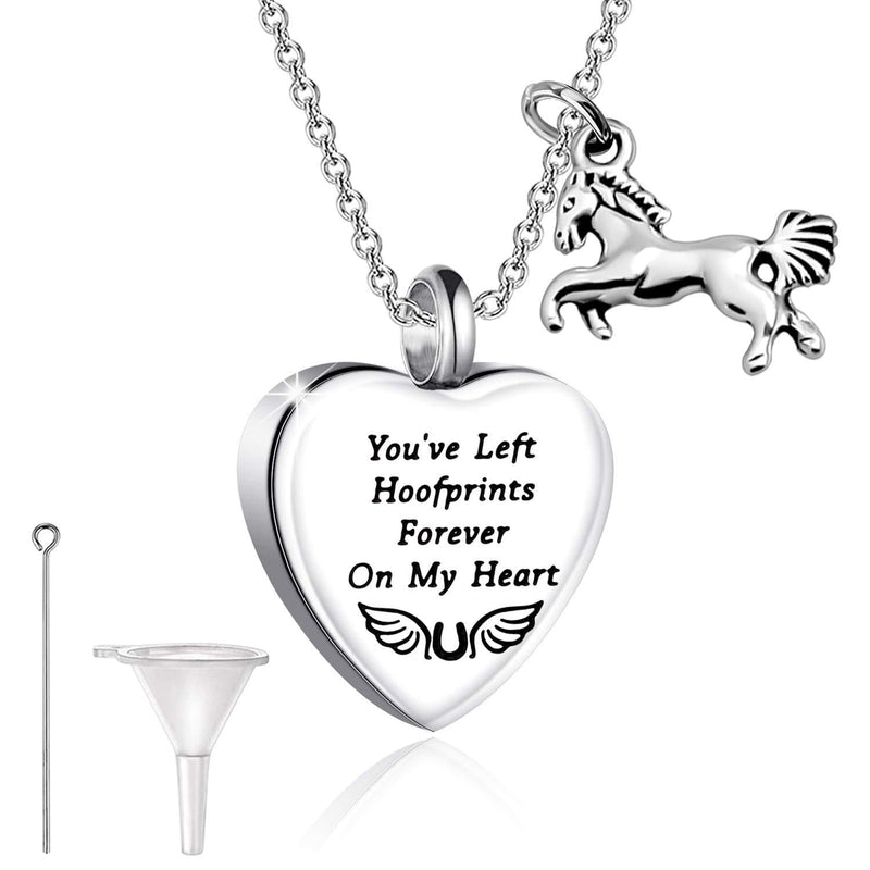 [Australia] - HOLLP Loss of Horse Remembrance Sympathy Gift Cinerary Casket Cremation Pendant Necklace Memorial Keepsake Gifts for Horse Lovers 