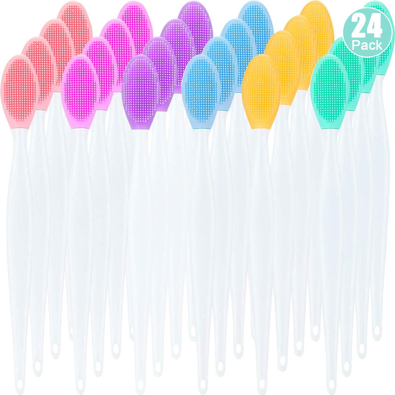 [Australia] - 24 Pieces Double-Sided Silicone Exfoliating Lip Brush Brush Silicone Facial Scrubber Exfoliator Set Silicone Facial Cleaning Tool for DIY Facial Skin Care 