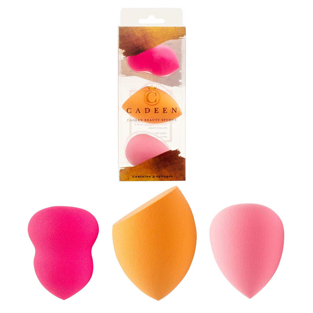 [Australia] - CADEEN BEAUTY Sponge 3Pcs Multi- Colored Makeup Sponge Set, Soft Latex Free Blender for a Flawless Application of Cream, Liquid and Powder Makeup 