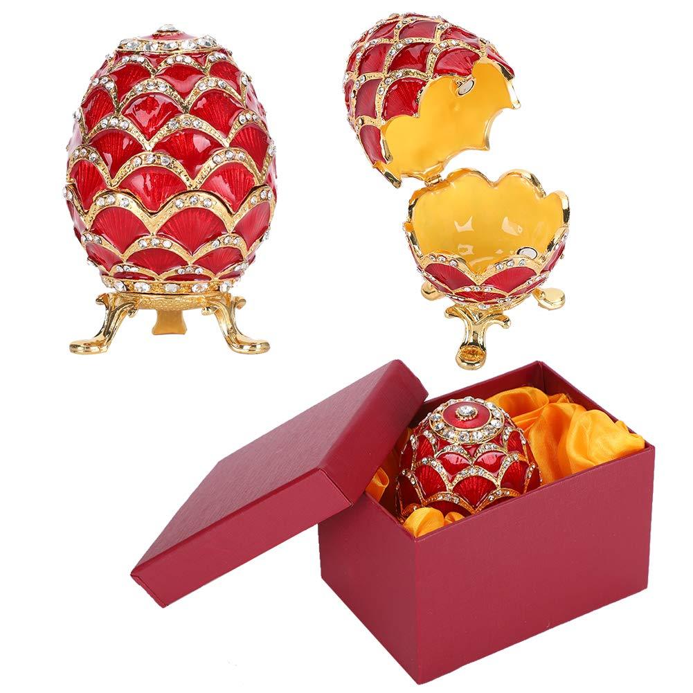 [Australia] - Fdit Enameled Eggs Jewelry Box Easter Egg Crafts Gilded Enamel Painted Metal Ring Trinket Storage Case Home Bedroom Desktop Decoration Ornaments 