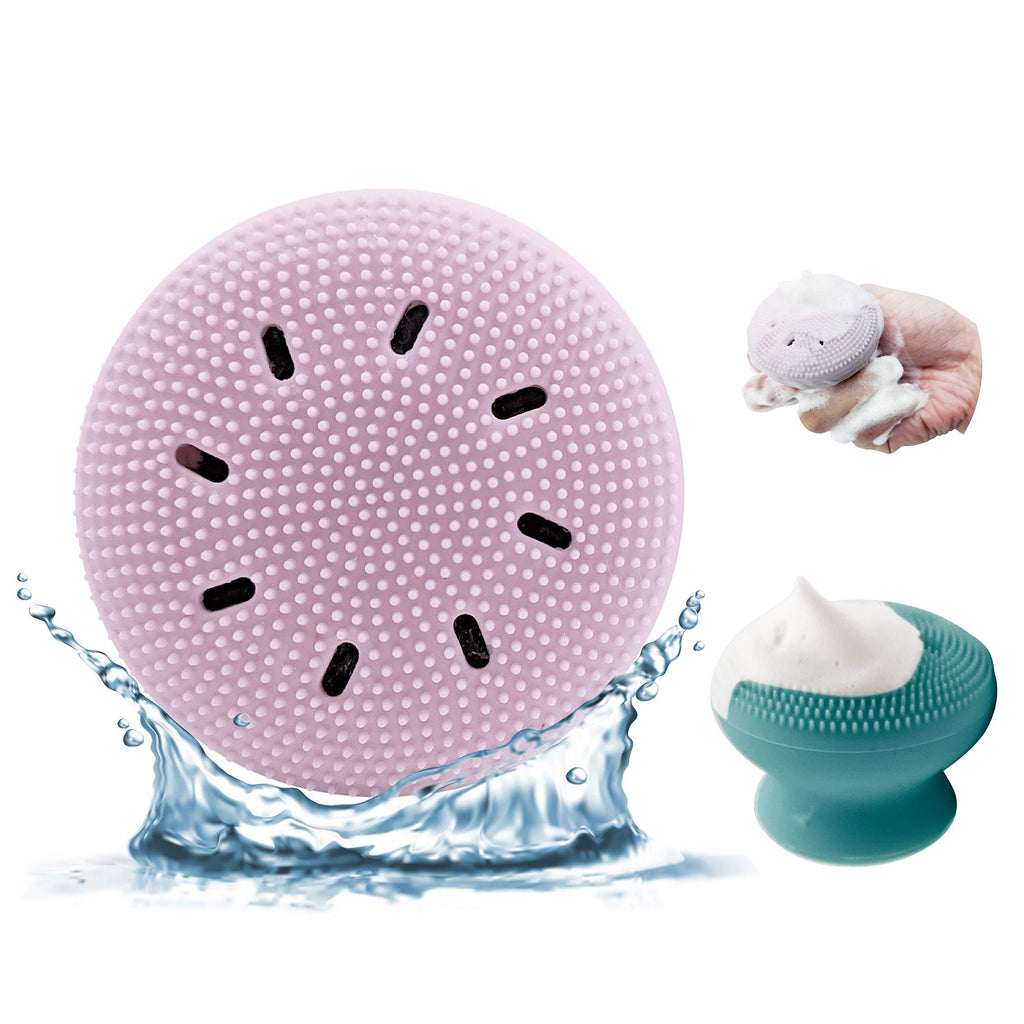 [Australia] - Silicone pore cleaning facial brush set (2pcs) | Exfoliating | Super Soft Bristle | Rich Bubble Foam | Skincare | Comfortable Face Cleaning | Purple & Green 