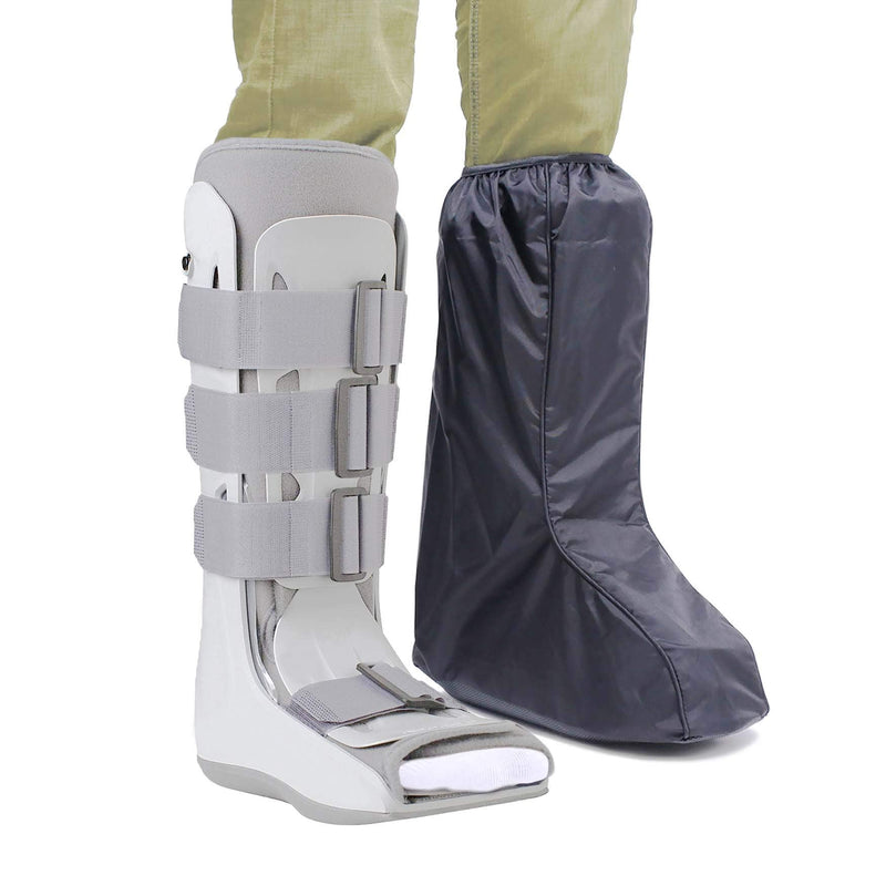 [Australia] - ARUNNERS Walking Boot Cover for Medical Brace Orthopedic and Fracture Cast with Integrative Slip-Resistant Rubber Sole (Black, Tall, Medium) Medium (Pack of 1) 