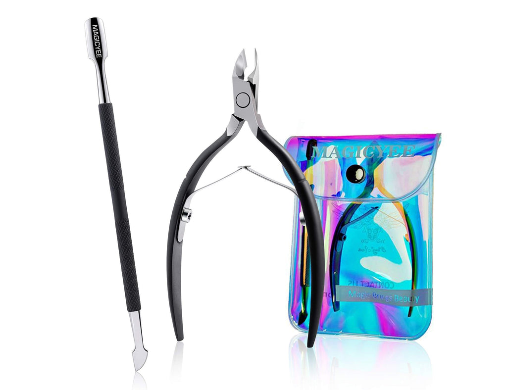 [Australia] - MagicYee Cuticle Trimmer with Cuticle Pusher - Black Cuticle Cutter Professional Cuticle Remover Valued Manicure Tools Set for Mothers Day Gifts Dead Skin Remover Scissor Plier for Fingernails 