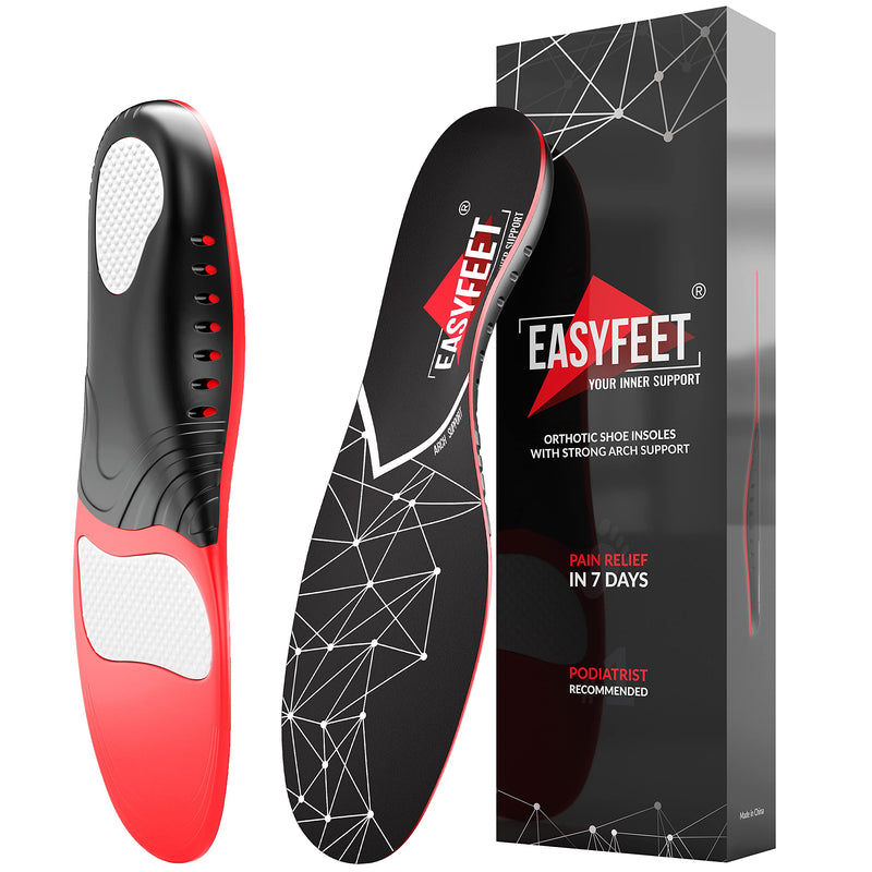 [Australia] - Plantar Fasciitis Arch Support Insoles for Men and Women Shoe Inserts - Orthotic Inserts - Flat Feet Foot - Running Athletic Gel Shoe Insoles - Orthotic Insoles for Arch Pain High Arch - Boot Insoles Black Men 9-10.5/Women 10-11.5 
