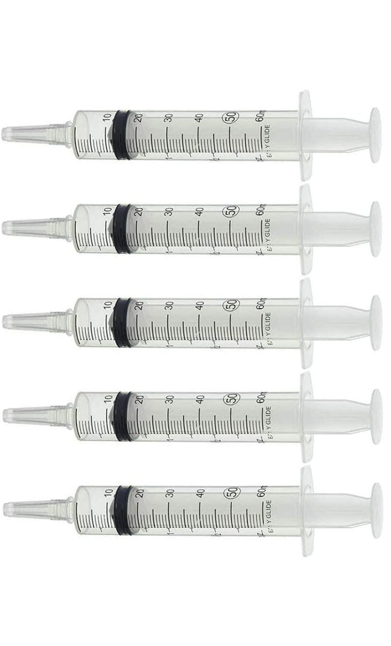 [Australia] - Easy Glide 60ml 60CC Catheter Tip Disposable Syringe with Covers - 5 Sterile Syringes 