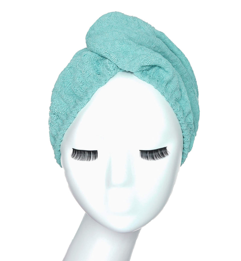 [Australia] - Oolala - Premium Microfiber Hair Turban (Waffle) for Drying Hair（10 x 27 Inches), Ultra Absorbent & Soft Towel for Quick Drying (Lake blue) Lake blue 