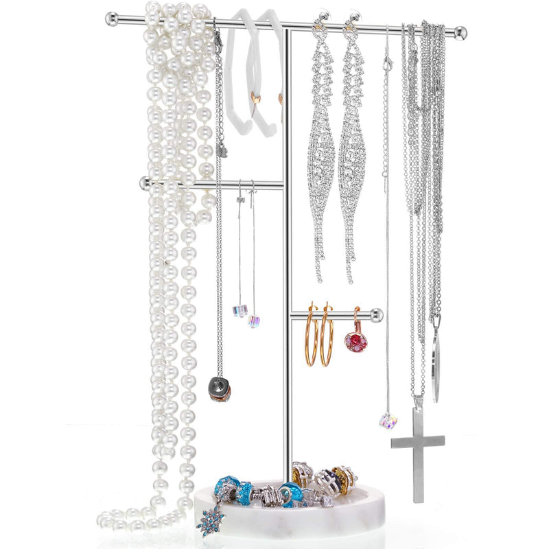 [Australia] - Earrings Holder Necklace Hanging Jewelry Organizer Stand Display Pendant Rack for Jewelry Hanging Supplies (Silver) 