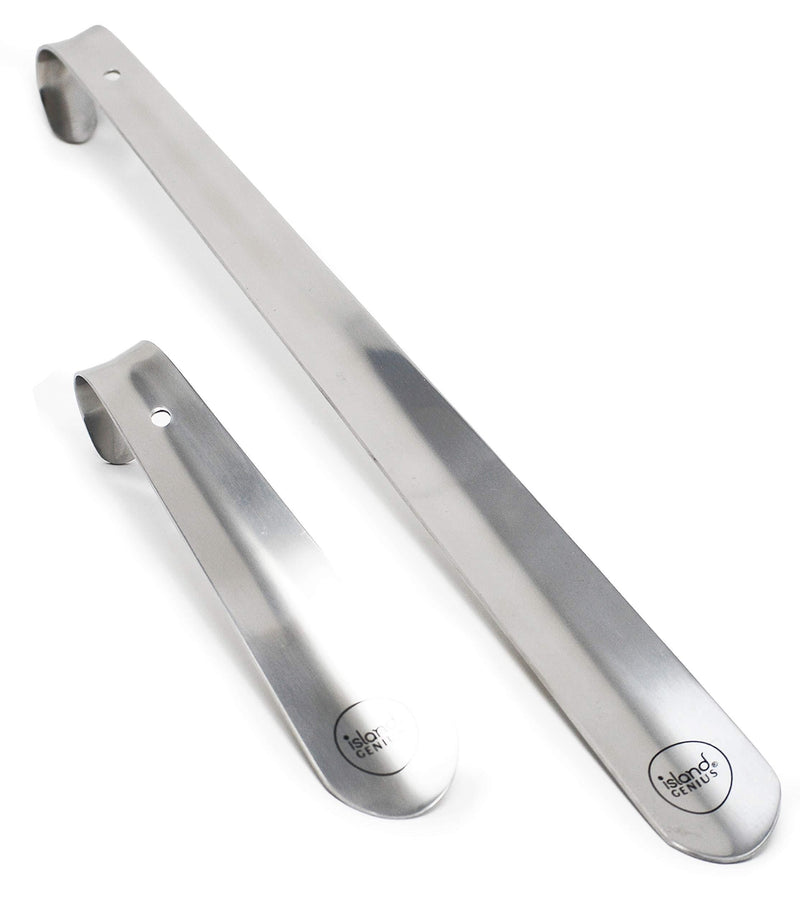 [Australia] - Island Genius Metal Shoe Horn Set of 2 - Long Handle Shoe Horn and Travel Shoe Horn 