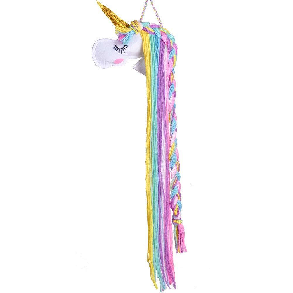 [Australia] - GORGECRAFT 1pc Unicorn Hair Bow Holder Colorful 35inch Long for Girls Wall Hanging Decor Baby Hair Clip Hanger Organizer 